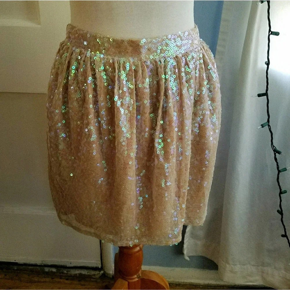 Sequined Mini Skirt by BCBGeneration Skirt Peach Sequins Size 6 - Picture 2 of 5